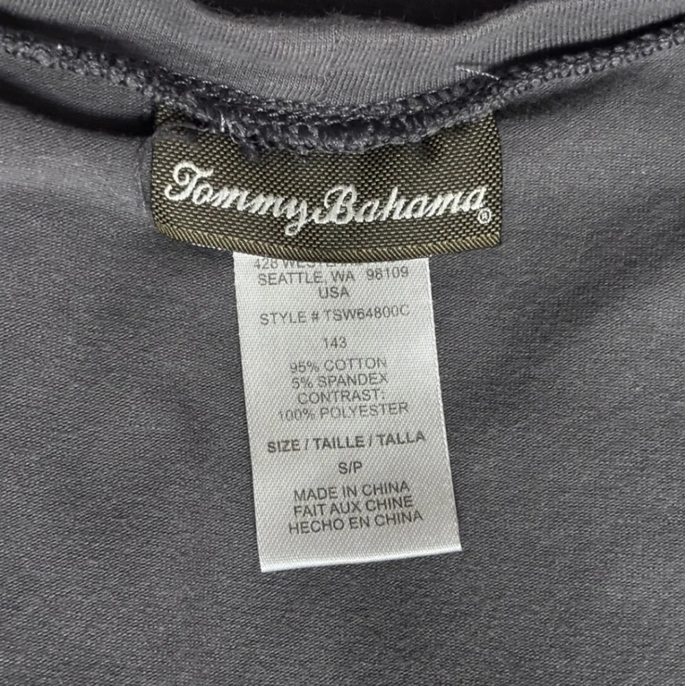 TOMMY BAHAMA Grey Knit & Chiffon Scoop Neck Sleeveless Dress Asymmetrical Hem
